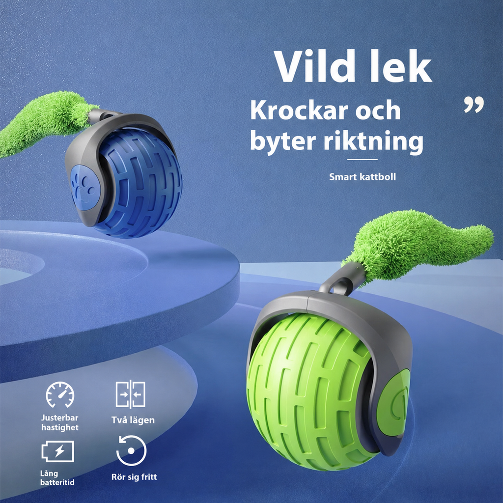 Kattleksak - interaktiv rullboll med USB-laddning
